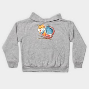 Shiba Dog Ramen Japanese Manga Blue Kids Hoodie